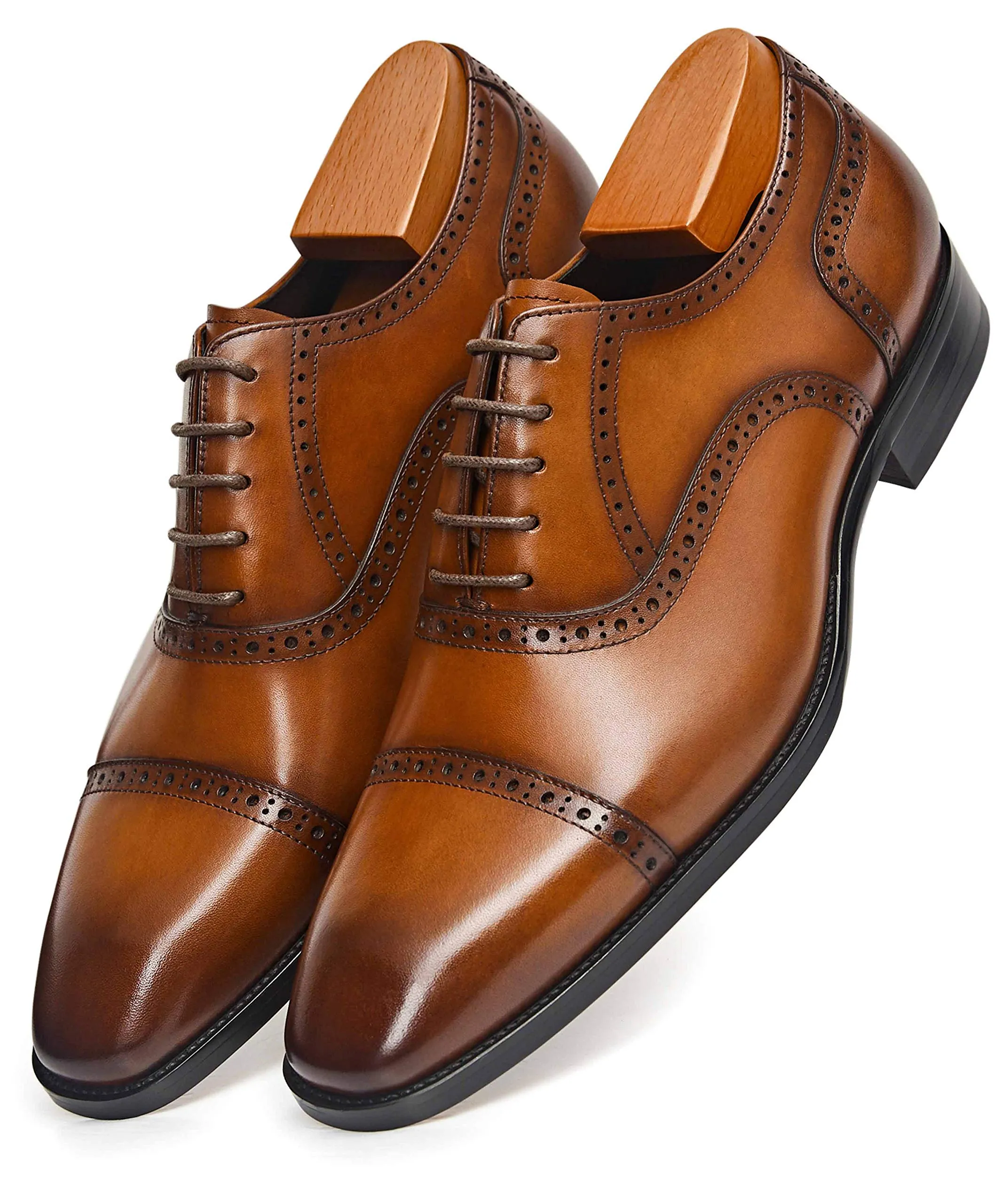 ALIPASINM Mens Oxford Leather Formal Dress Shoes Brown 9