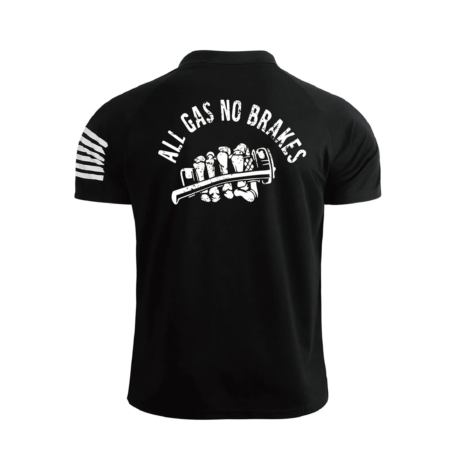 ALL GAS NO BRAKES 1/4 BUTTON RAGLAN GRAPHIC POLO SHIRT