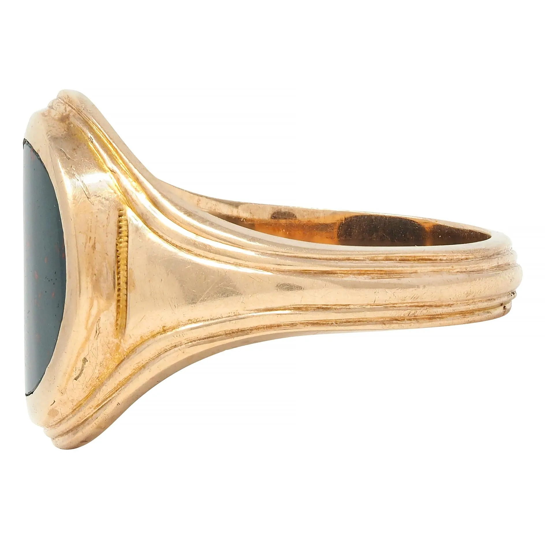 Allsop Bros. Early Art Deco Bloodstone 14 Karat Yellow Gold Antique Unisex Signet Ring