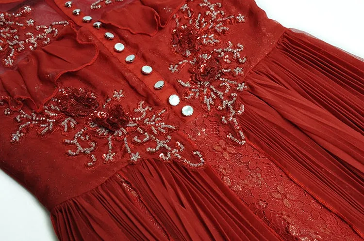 ALYSSA Designer High Quality Sequinned Vintage Long Dress - New