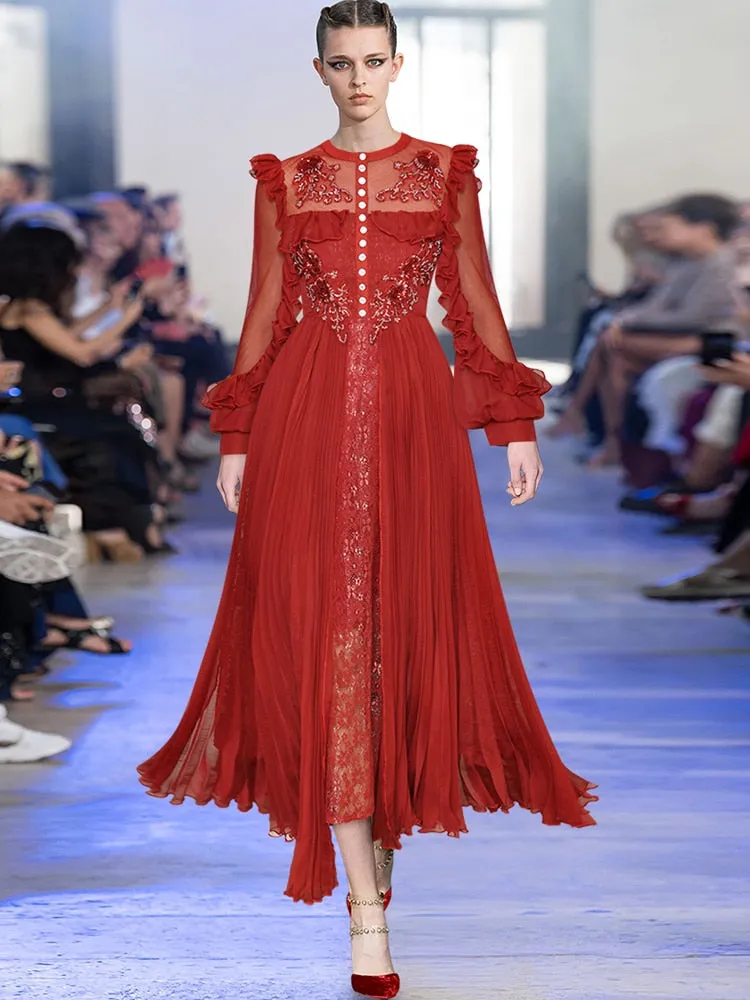 ALYSSA Designer High Quality Sequinned Vintage Long Dress - New