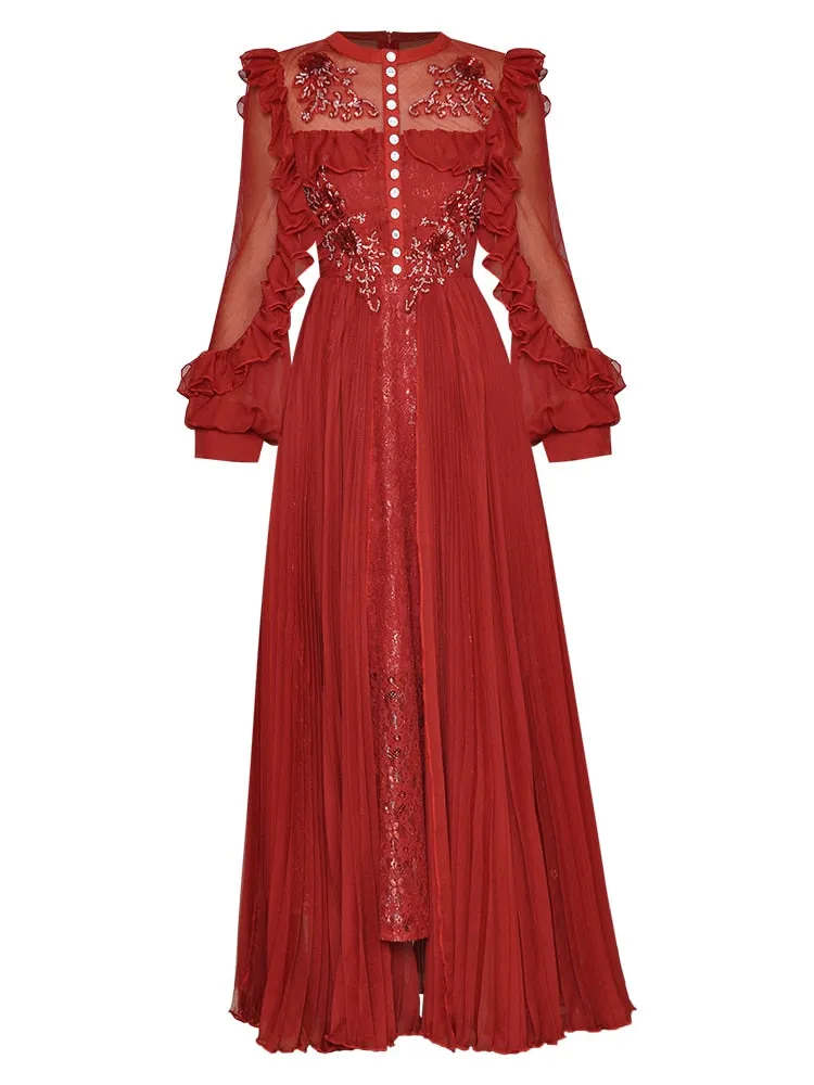 ALYSSA Designer High Quality Sequinned Vintage Long Dress - New