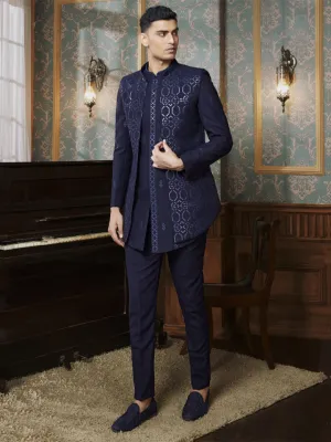 Amazing Three Piece  Jodhpuri in Navy
