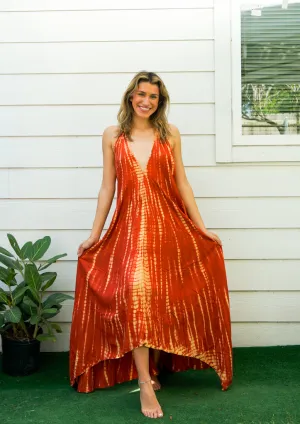 Amber Glow Tie-Dye Maxi Dress