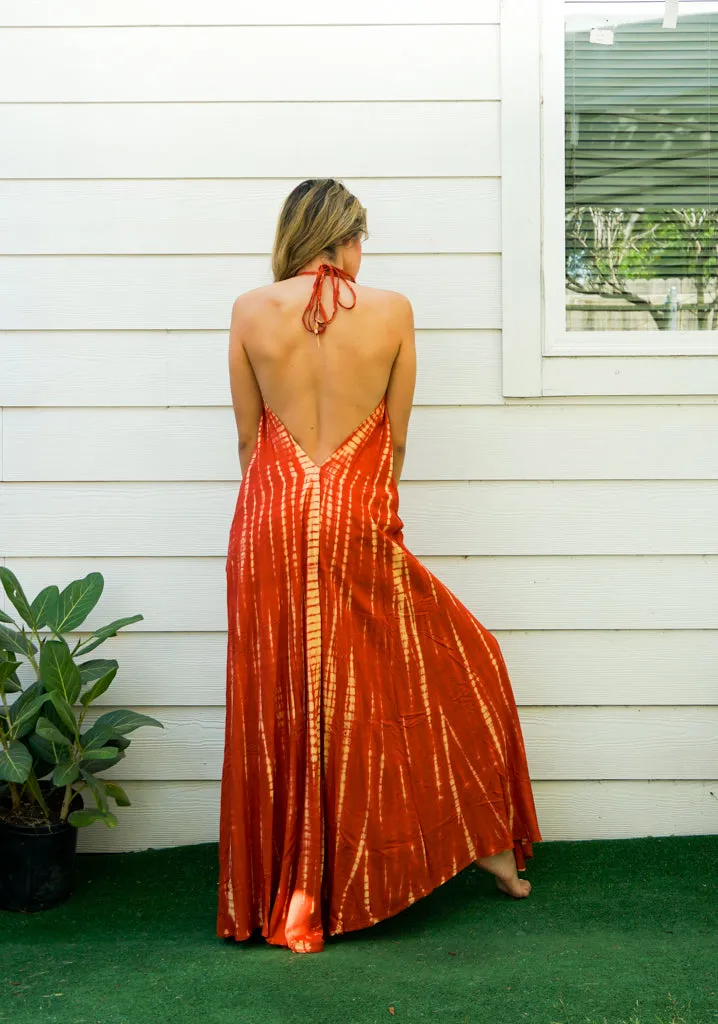 Amber Glow Tie-Dye Maxi Dress
