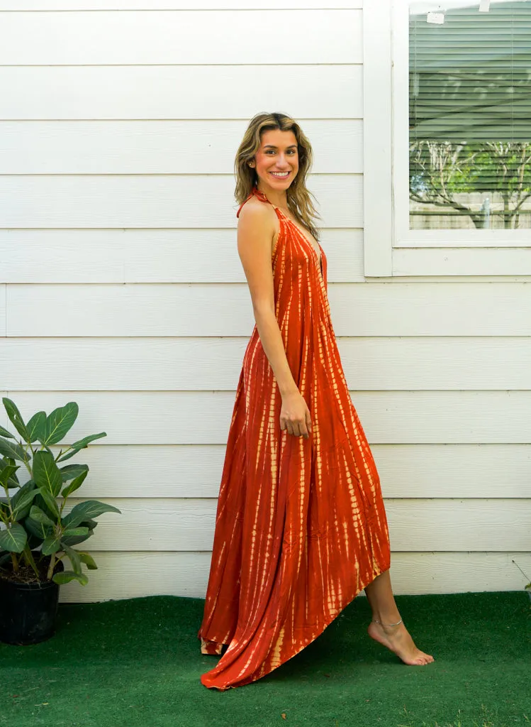 Amber Glow Tie-Dye Maxi Dress