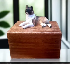 American Akita Wood Cremation Urn