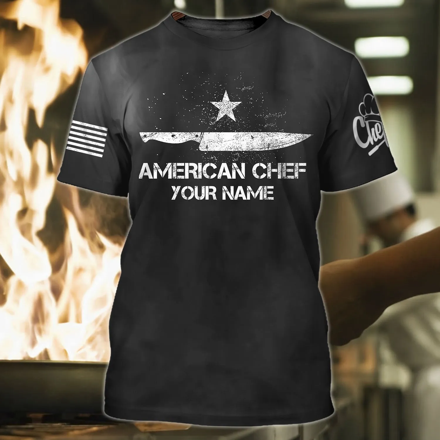 American Chef- Personalized Name 3D Tshirt - HN95