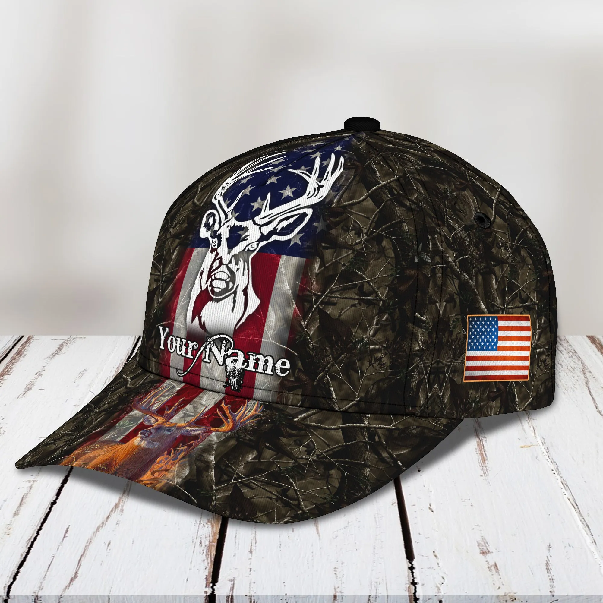 American - Deer Hunting 2- Personalized Name Cap - Loop- T2k-164