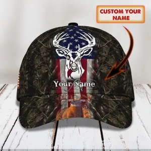 American - Deer Hunting 2- Personalized Name Cap - Loop- T2k-164