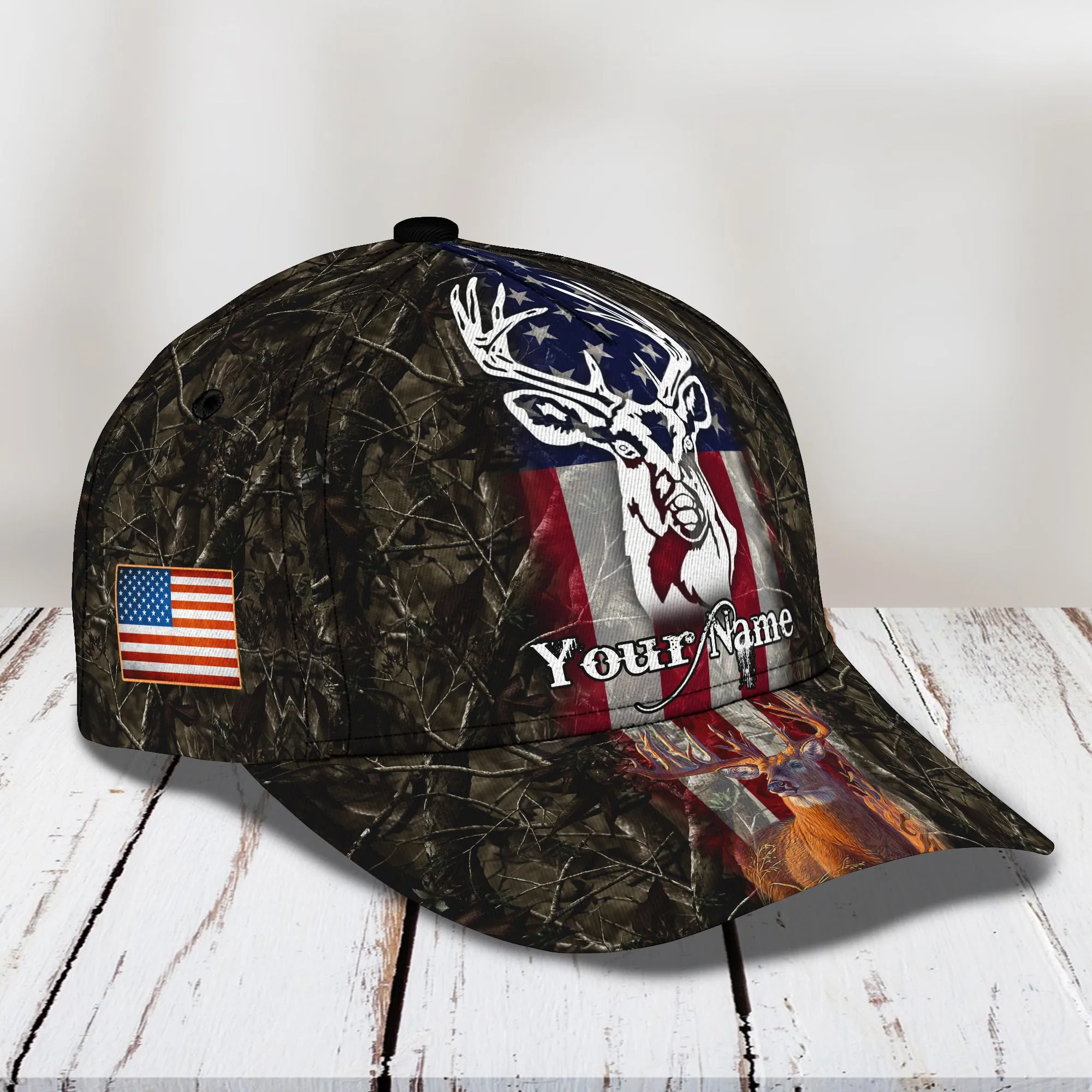 American - Deer Hunting 2- Personalized Name Cap - Loop- T2k-164