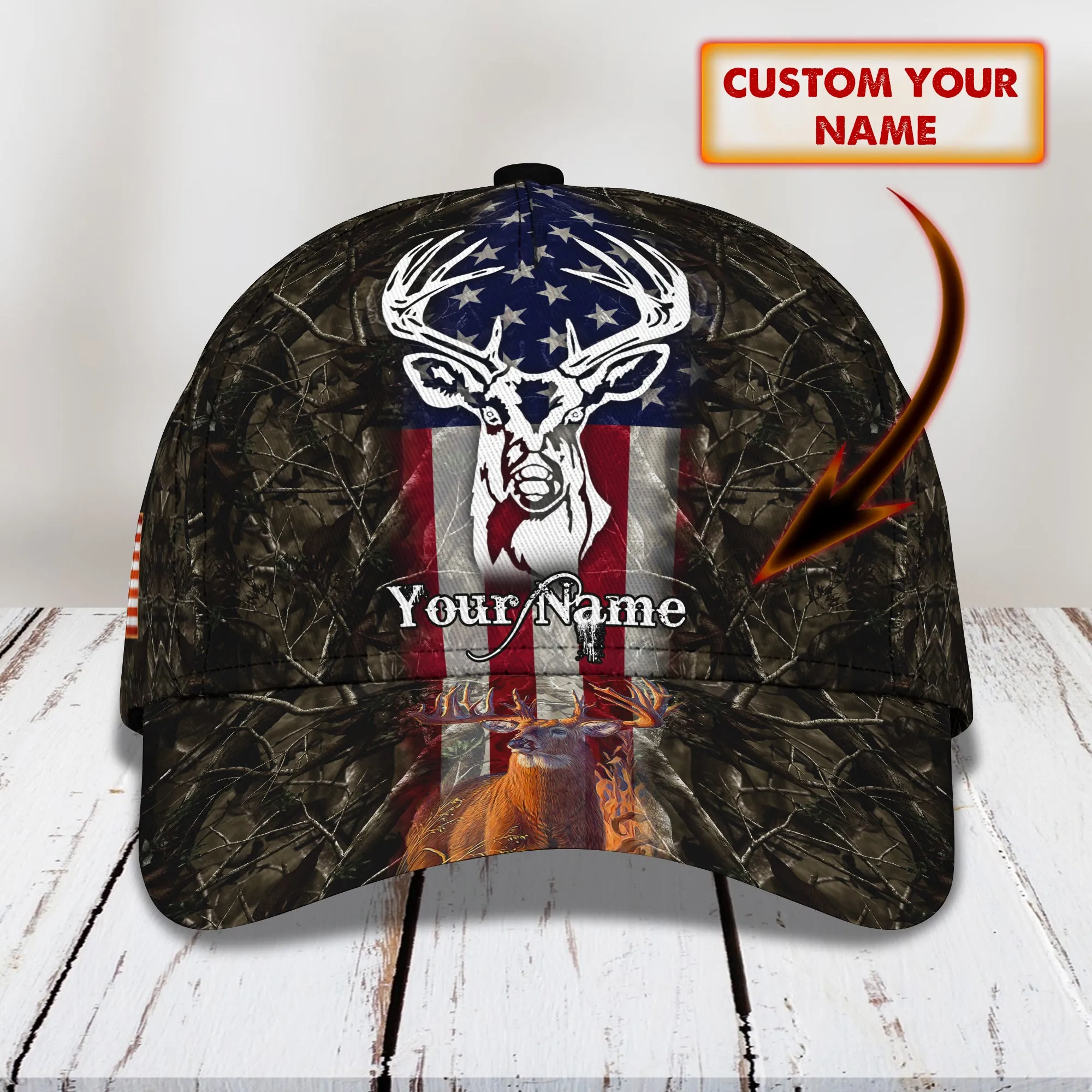 American - Deer Hunting 2- Personalized Name Cap - Loop- T2k-164