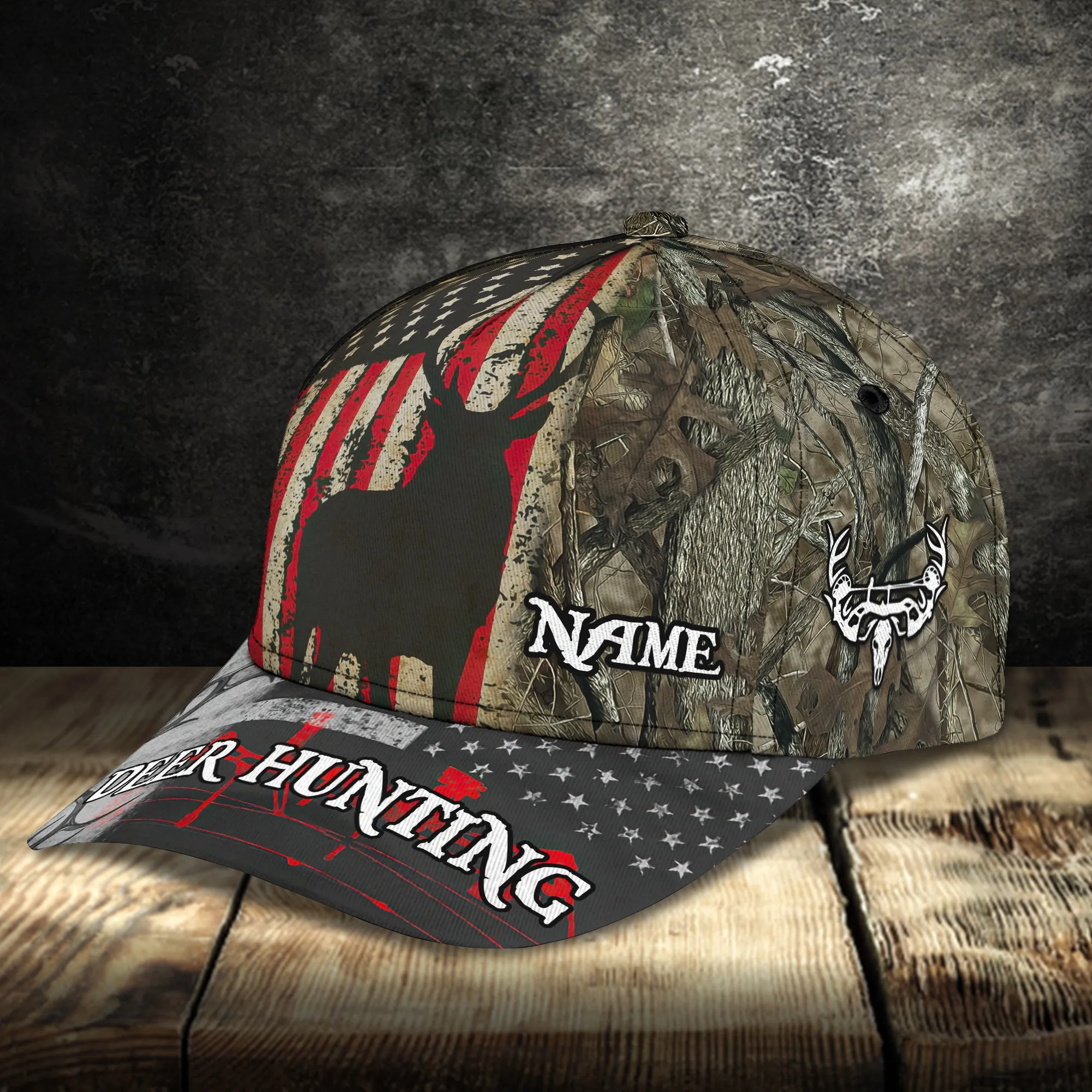 American - Deer Hunting - Personalized Name Cap - Loop- T2k-163