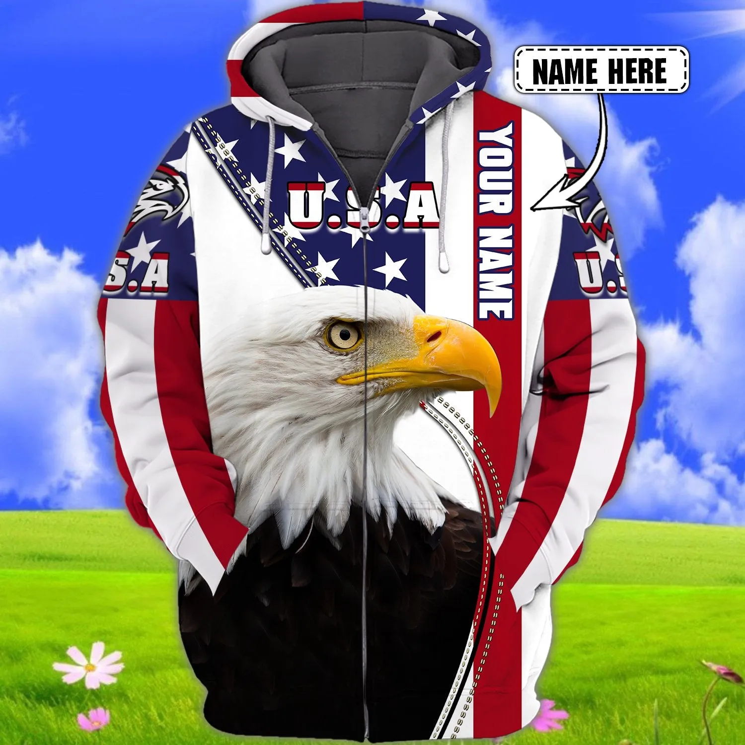 American Eagle Flag Personalized Name DT69-CT-1110 2