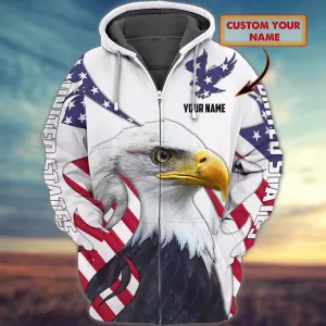 American Eagle - Personalized Name 3D Zipper hoodie 224 - TD96