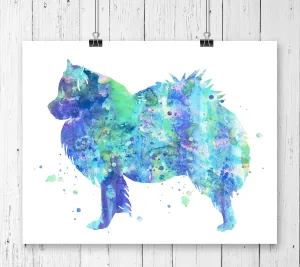 American Eskimo Dog Watercolor Art Print - Unframed