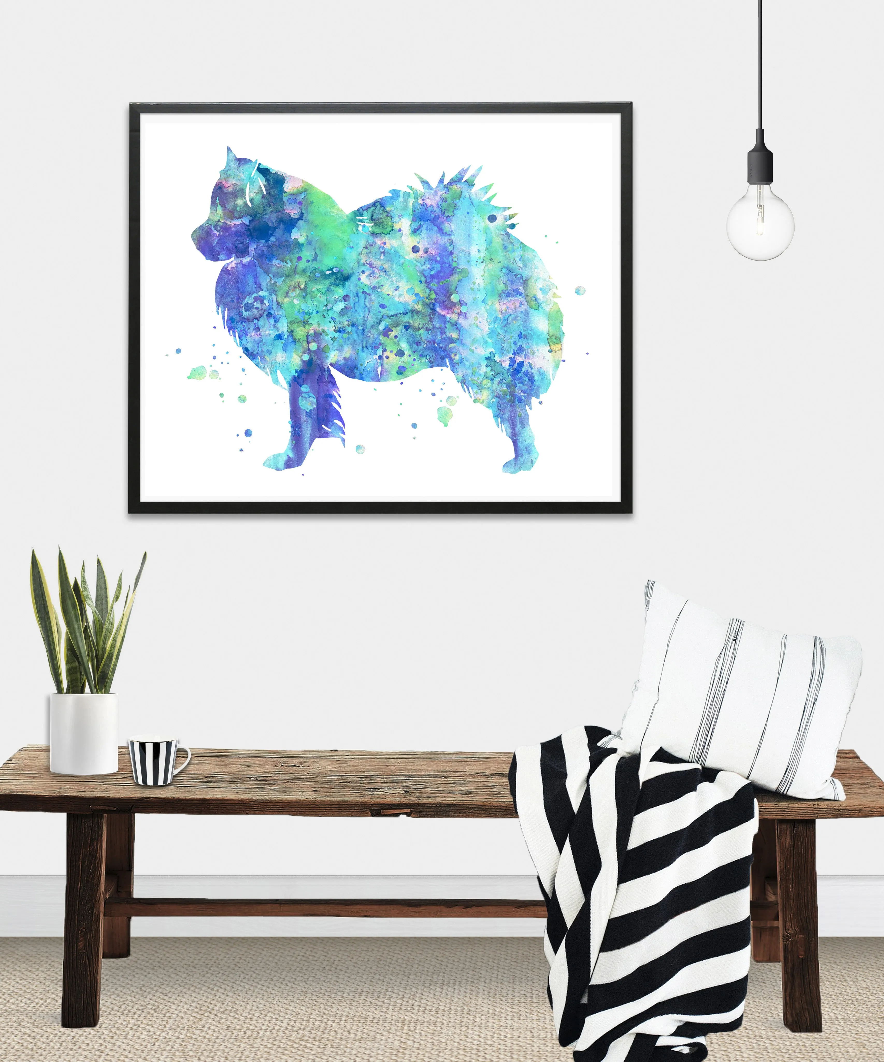 American Eskimo Dog Watercolor Art Print - Unframed