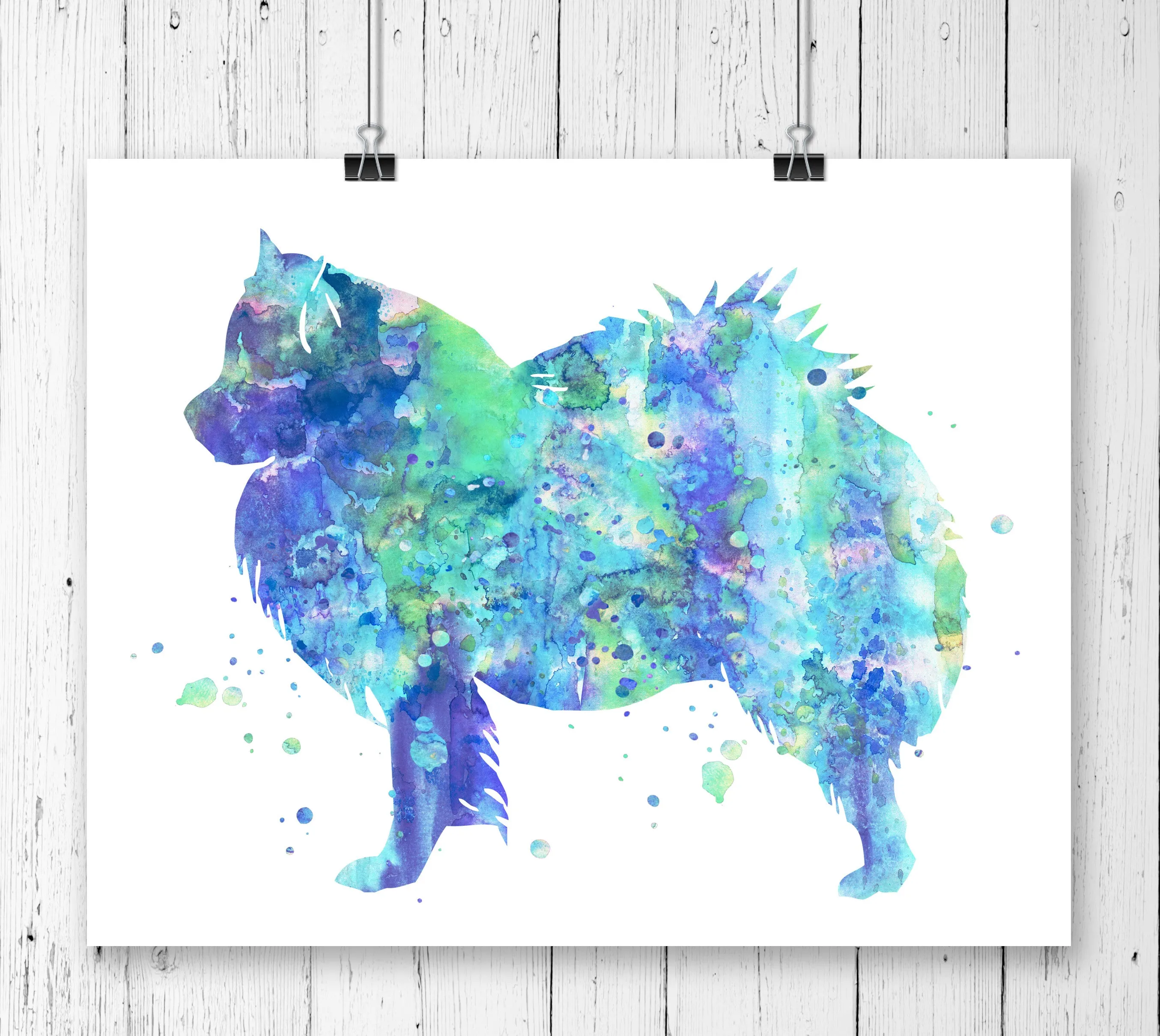 American Eskimo Dog Watercolor Art Print - Unframed