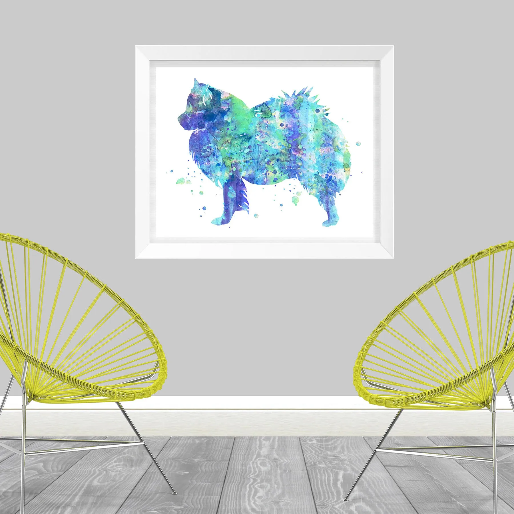 American Eskimo Dog Watercolor Art Print - Unframed