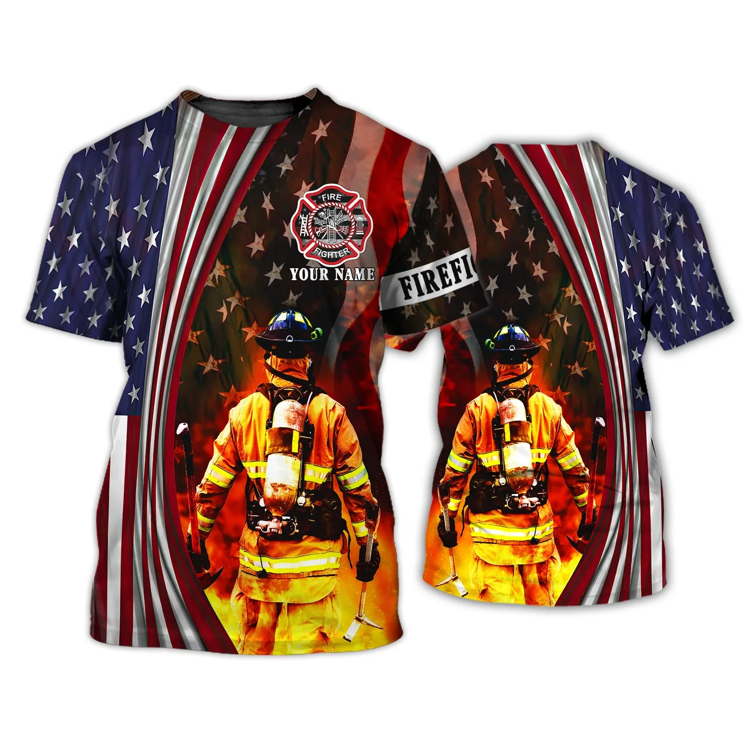 American Firefighter, Personalized Name 3D Tshirt 06, RINC98