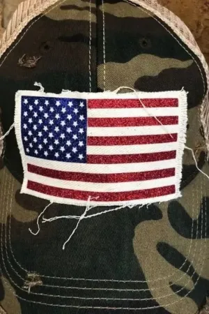American Flag Glitter Hat - Camo