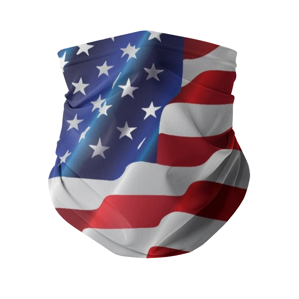 American Flag in the Wind Neck Gaiter/Face Mask