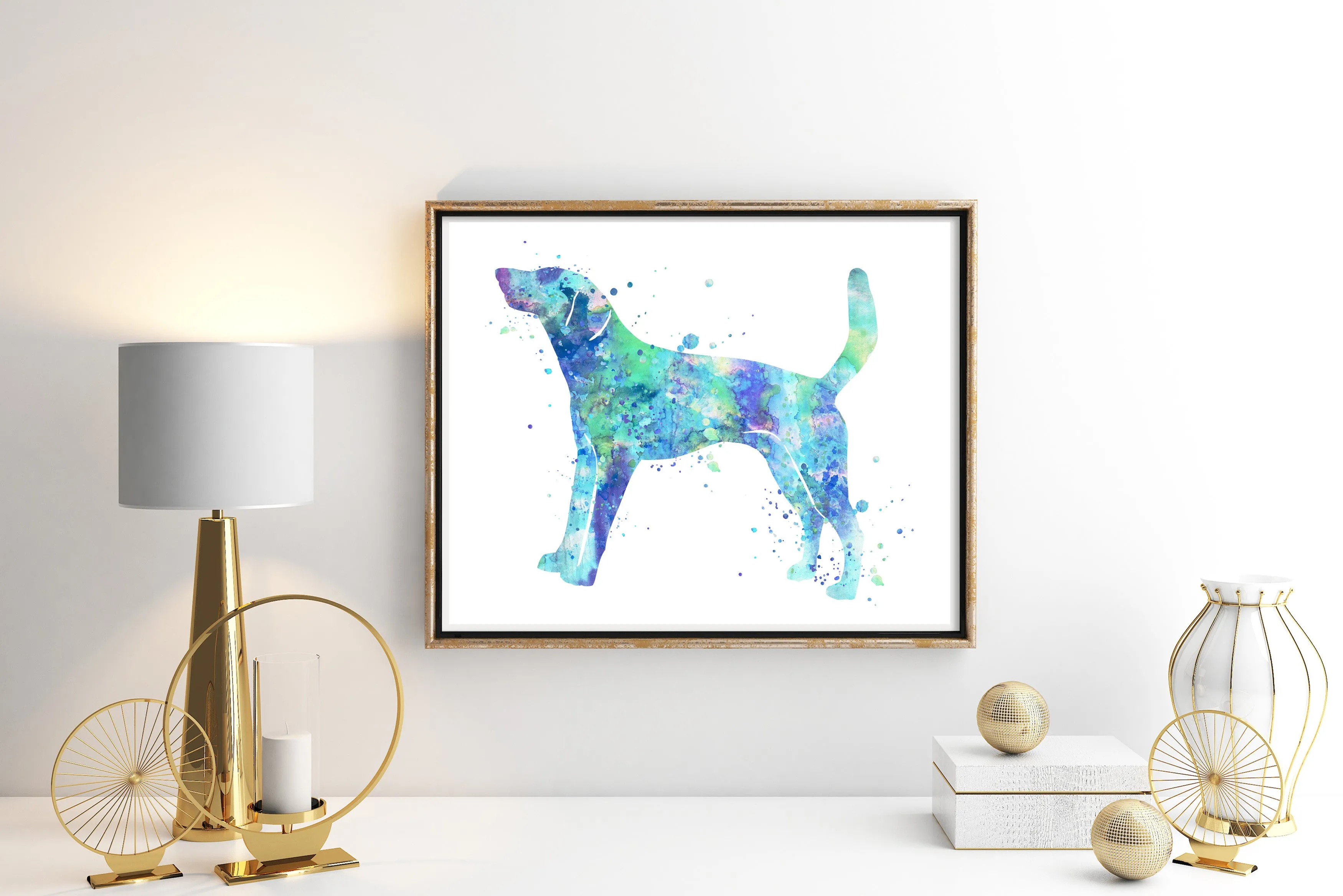 American Foxhound Watercolor Art Print - Unframed