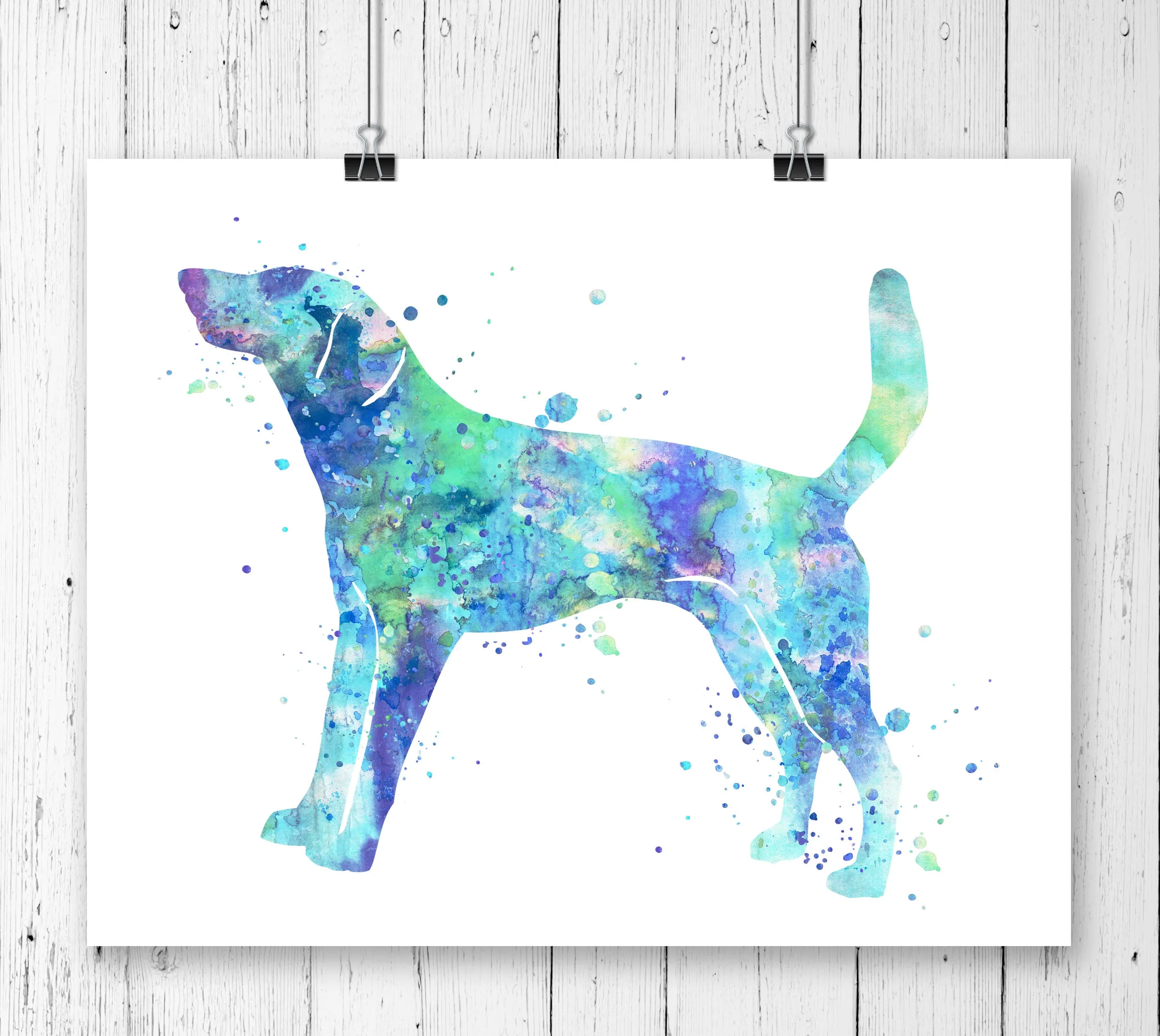 American Foxhound Watercolor Art Print - Unframed