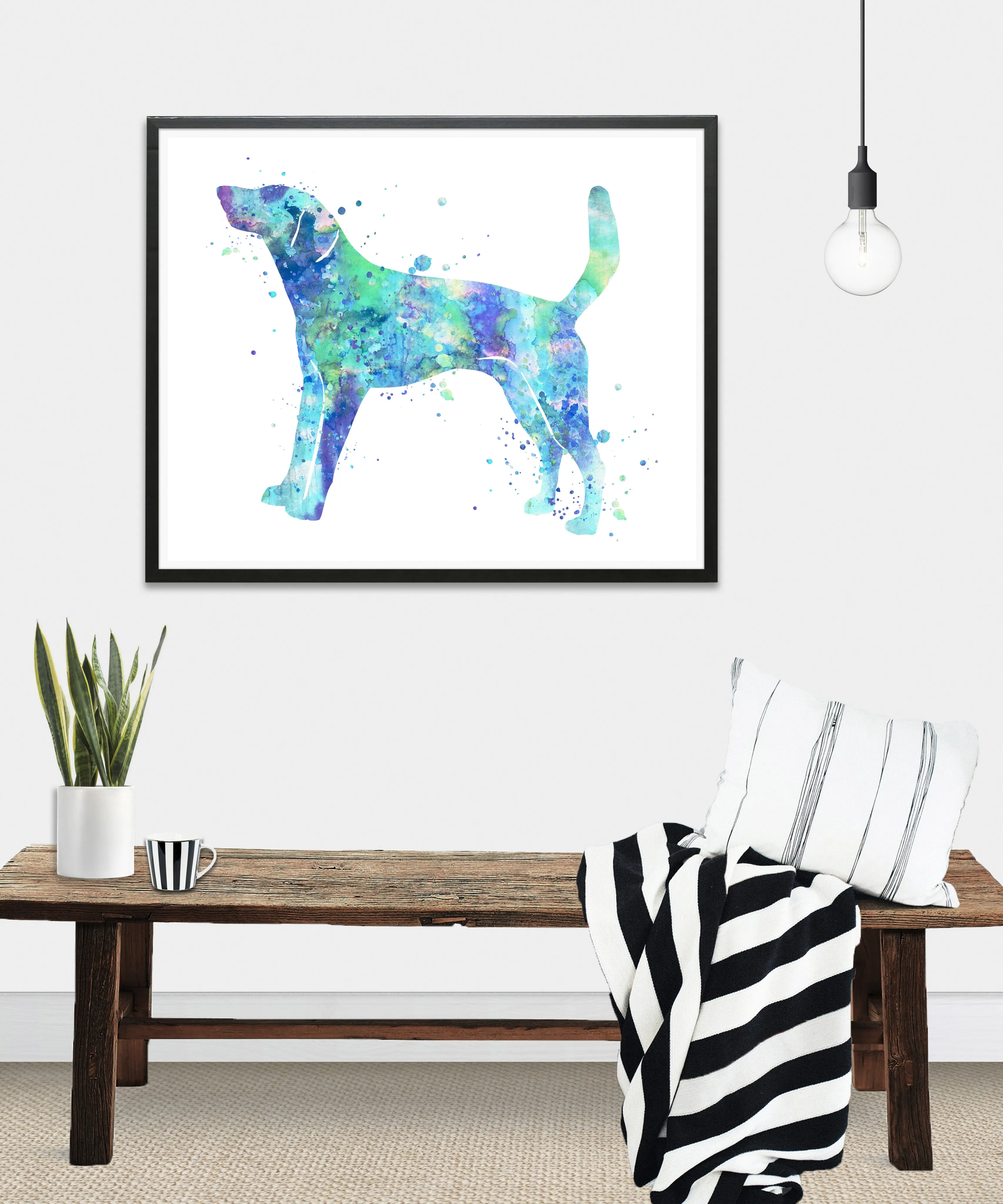 American Foxhound Watercolor Art Print - Unframed