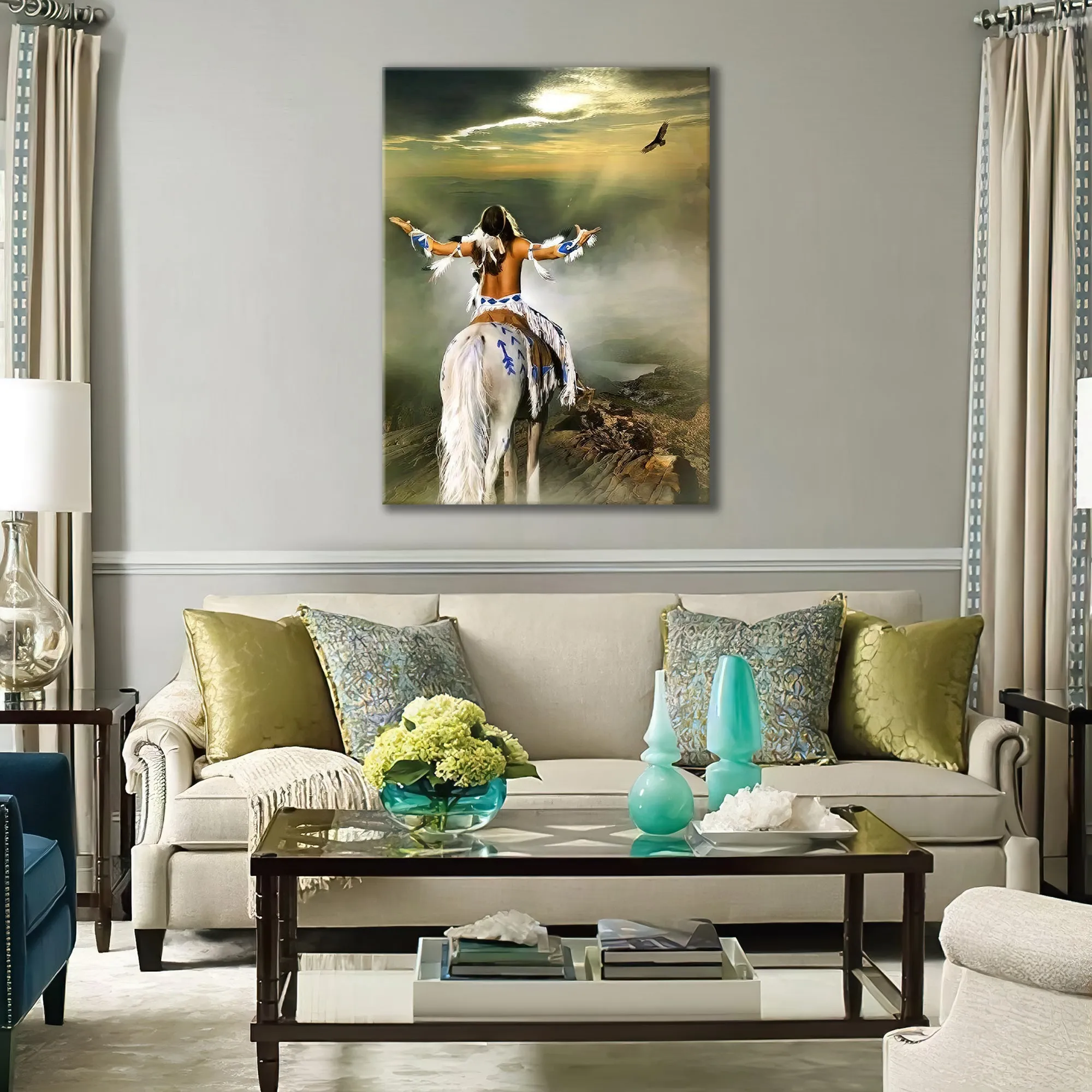 American Native Warrior Eagle  3D Canvas 1 - NVC97