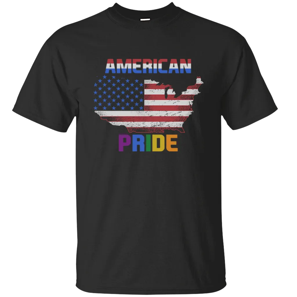 American Pride LGTBQ Rainbow Freedom Peace American Flag Independence Day July 4th Gift Unisex T-Shirt