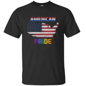American Pride LGTBQ Rainbow Freedom Peace American Flag Independence Day July 4th Gift Unisex T-Shirt