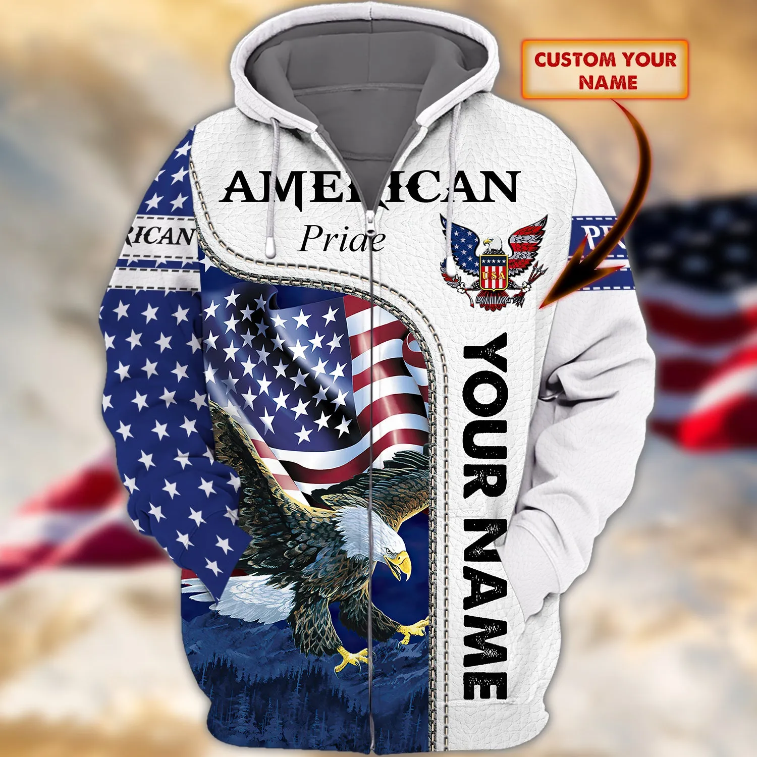 American Pride - Personalized Name 3D Hoodie02 - ATM2K