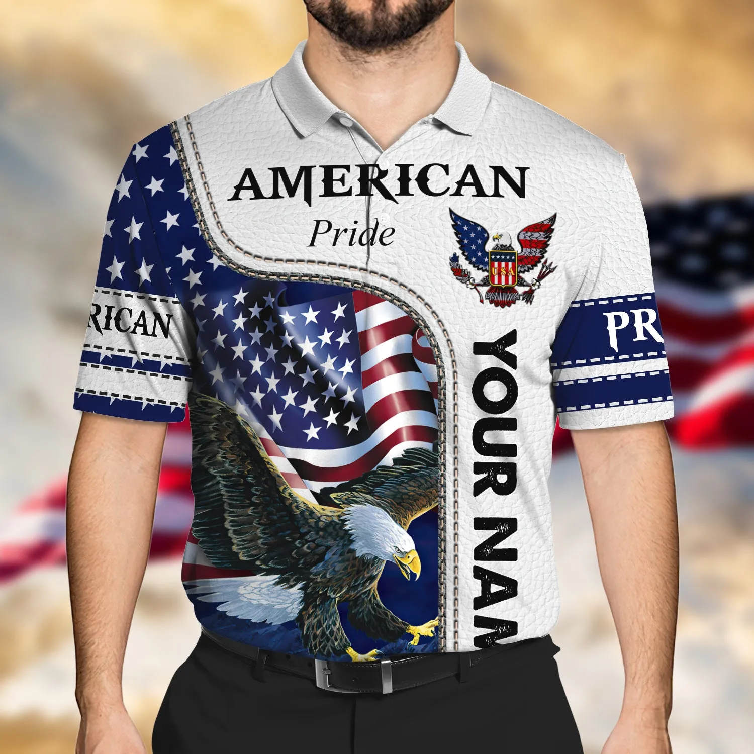American Pride  - Personalized Name 3D Polo Shirt02 - ATM2K