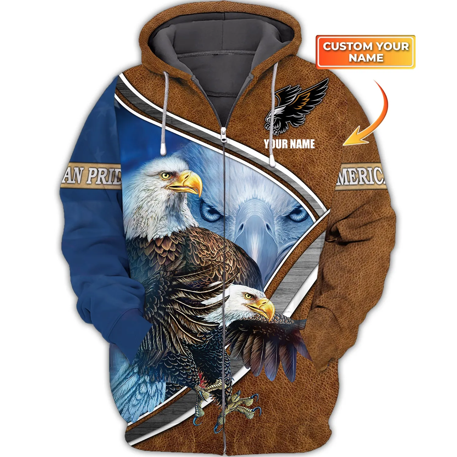 American Pride - Personalized Name 3D Zipper hoodie07 - ATM2K