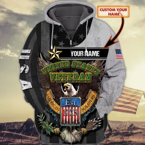 American Soldiers - Personalized Name 3D Zipper hoodie - Nia94