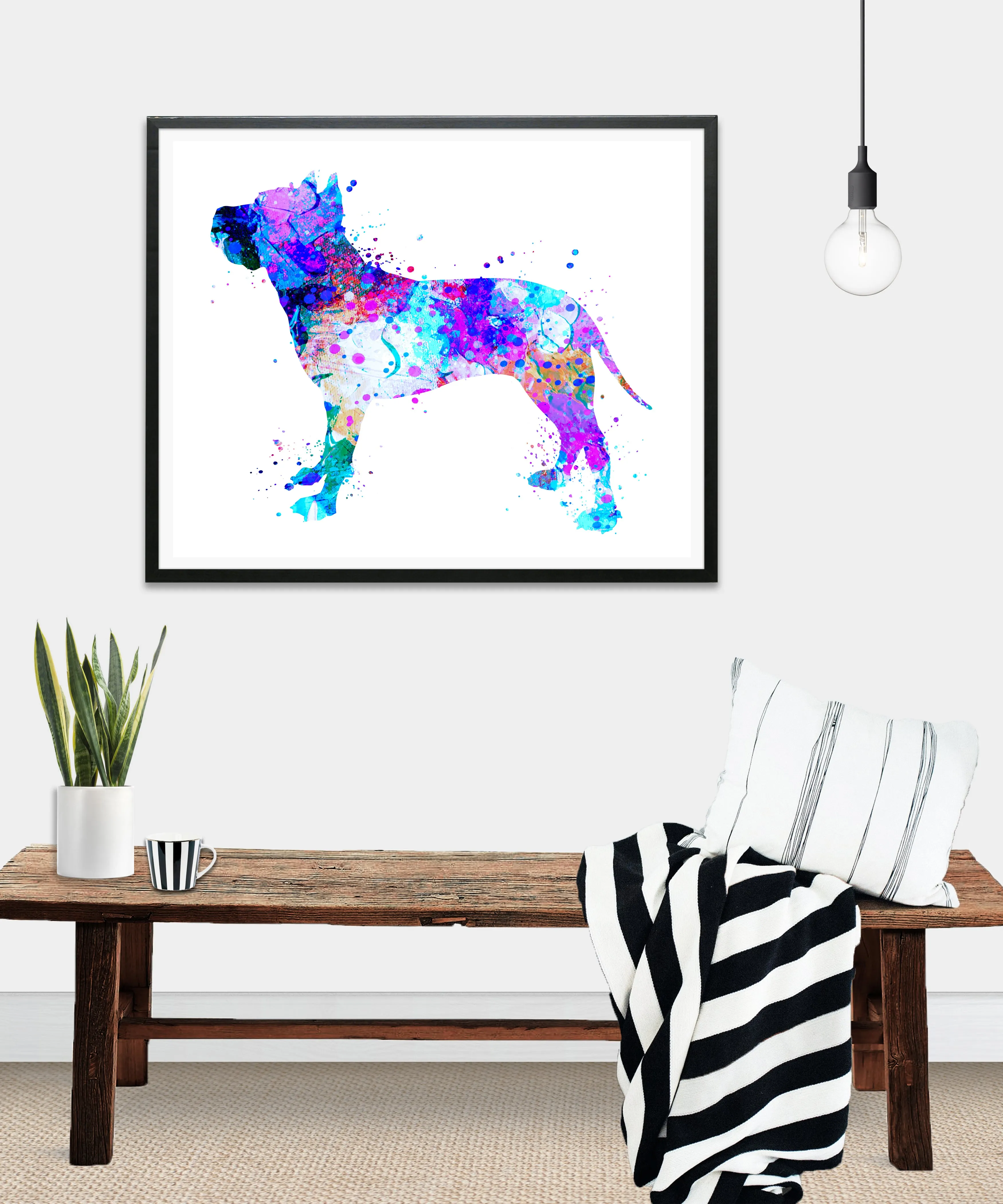 American Staffordshire Terrier Watercolor Art Print - Unframed
