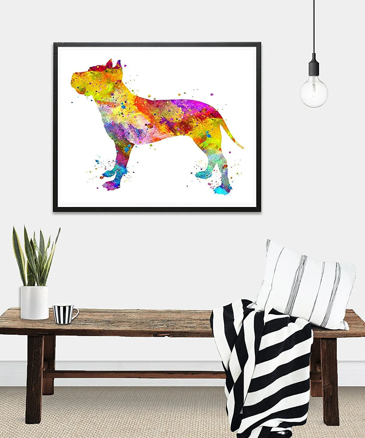 American Staffordshire Terrier Watercolor Art Print - Unframed