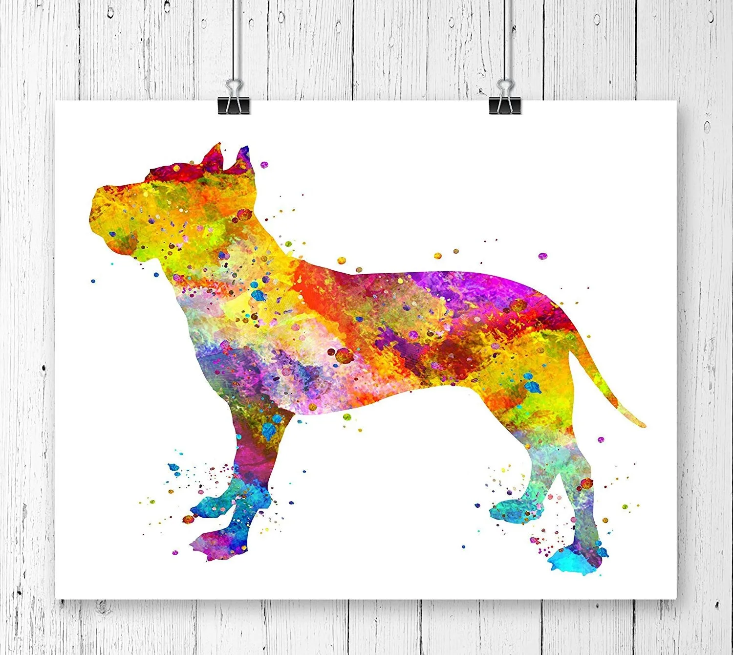 American Staffordshire Terrier Watercolor Art Print - Unframed