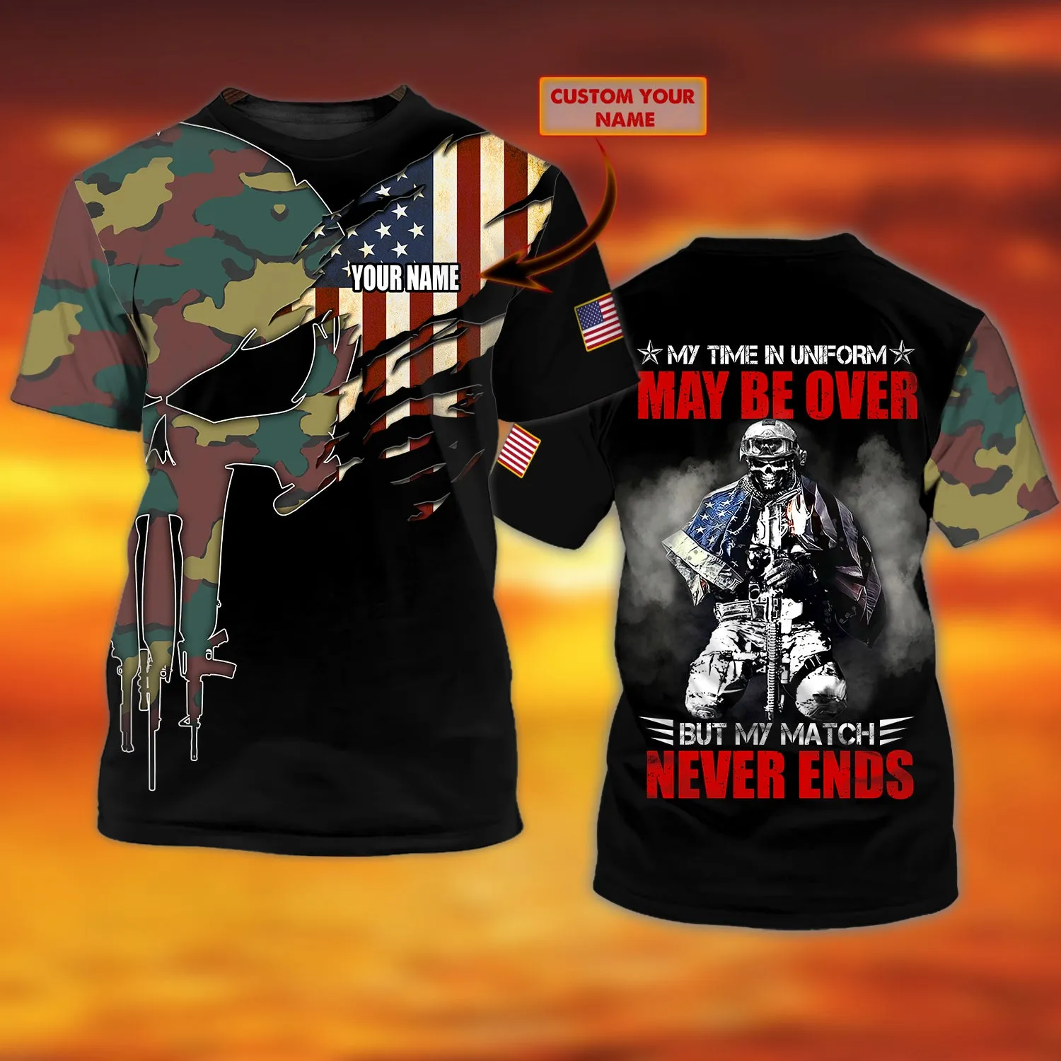American Veteran - Personalized Name 3D Tshirt - HN95