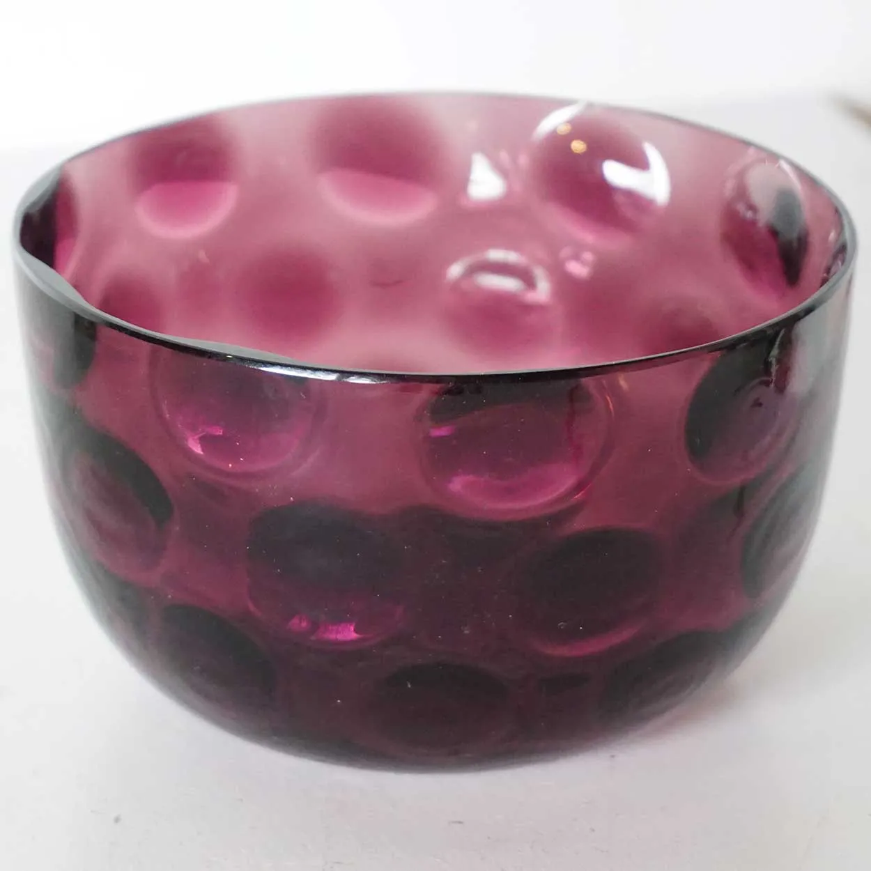American Victorian Amethyst Glass Coin Spot Pattern Finger Bowl