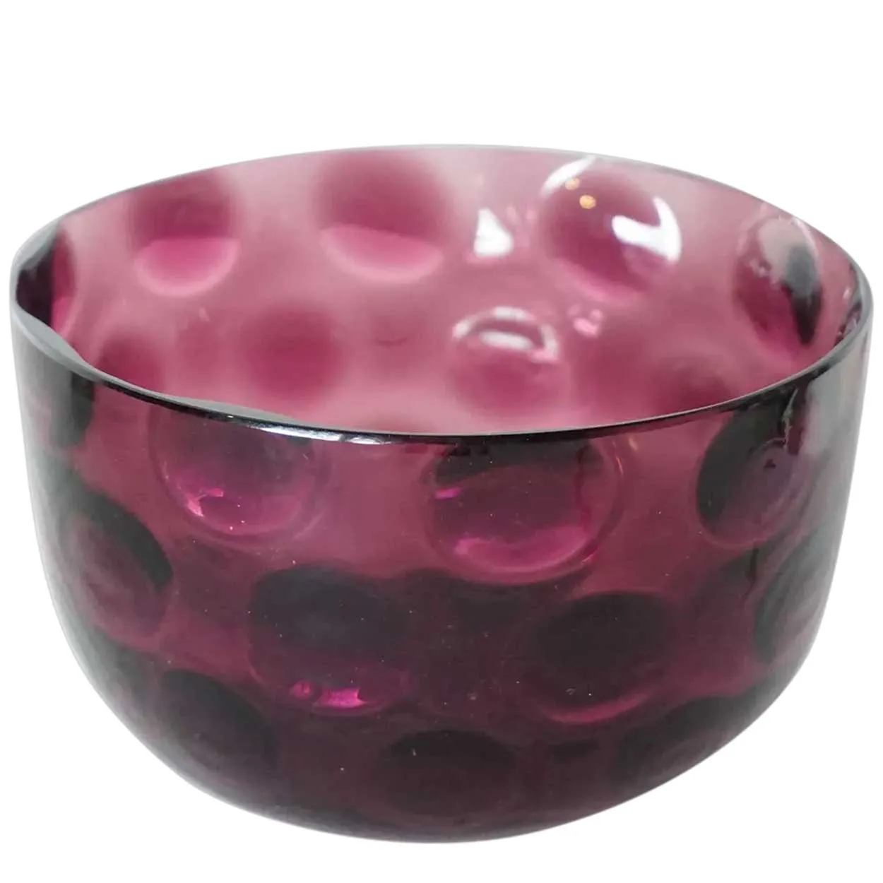 American Victorian Amethyst Glass Coin Spot Pattern Finger Bowl