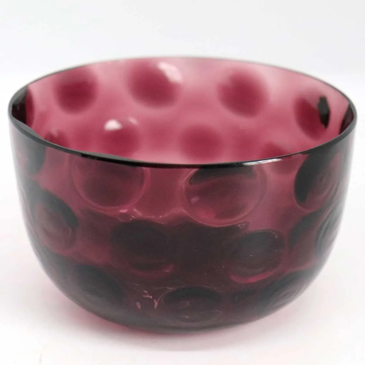 American Victorian Amethyst Glass Coin Spot Pattern Finger Bowl