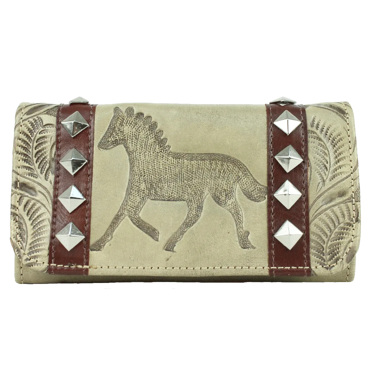 American West Handbag Hitchin' Post Collection: Leather Tri-Fold Western Wallet