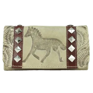 American West Handbag Hitchin' Post Collection: Leather Tri-Fold Western Wallet