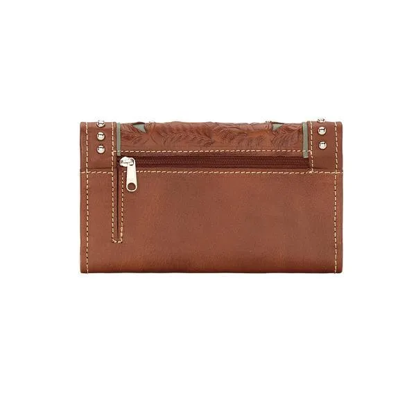 American West Handbag Lady Lace Collection: Leather Tri-Fold Western Wallet