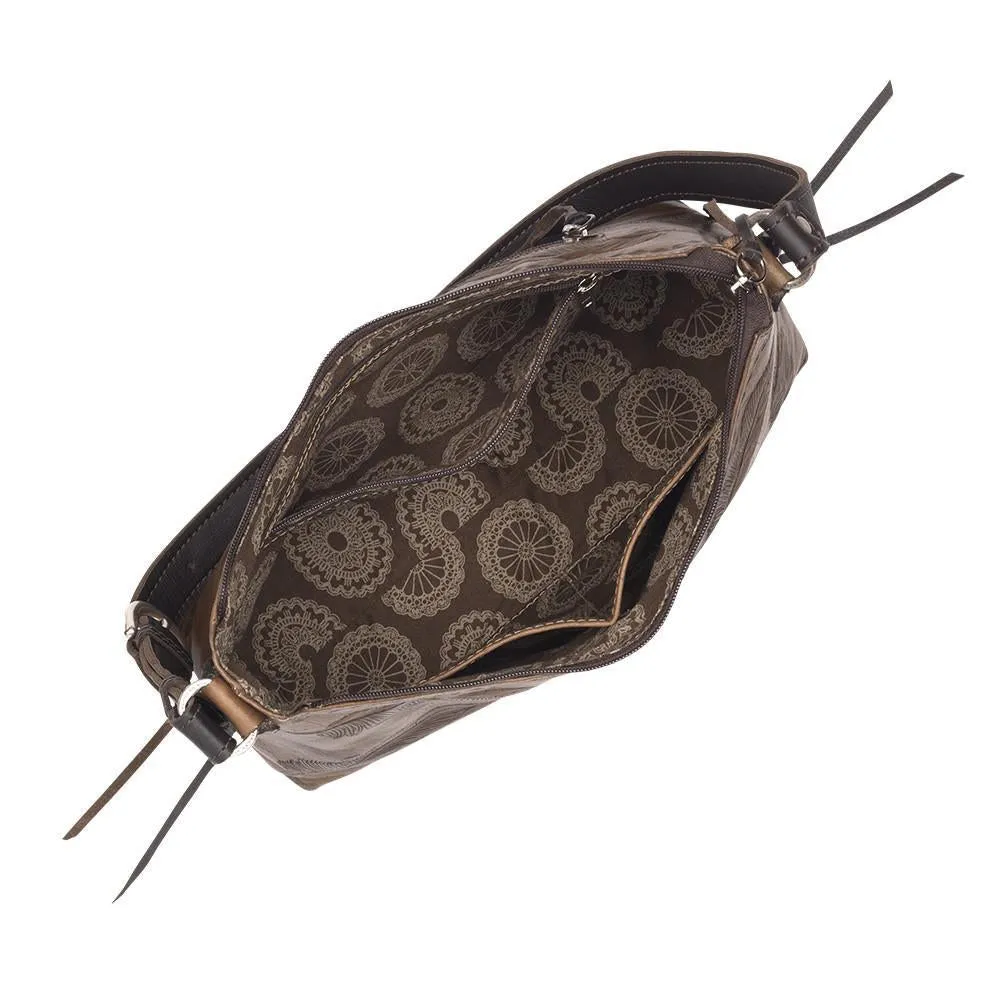 American West Handbag Sacred Bird Collection: Leather Zip Top Shoulder