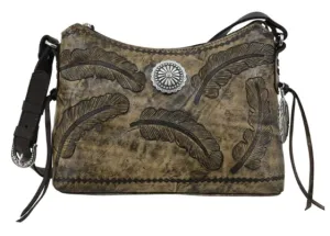 American West Handbag Sacred Bird Collection: Leather Zip Top Shoulder