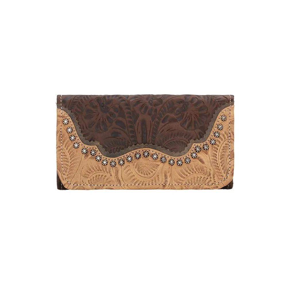 American West Handbag Saddle Ridge Collection: Leather Tri-Fold Western Wallet
