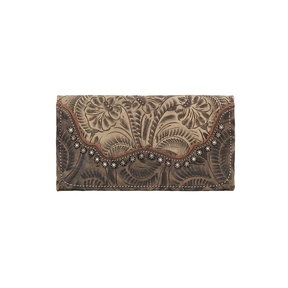 American West Handbag Saddle Ridge Collection: Leather Tri-Fold Western Wallet
